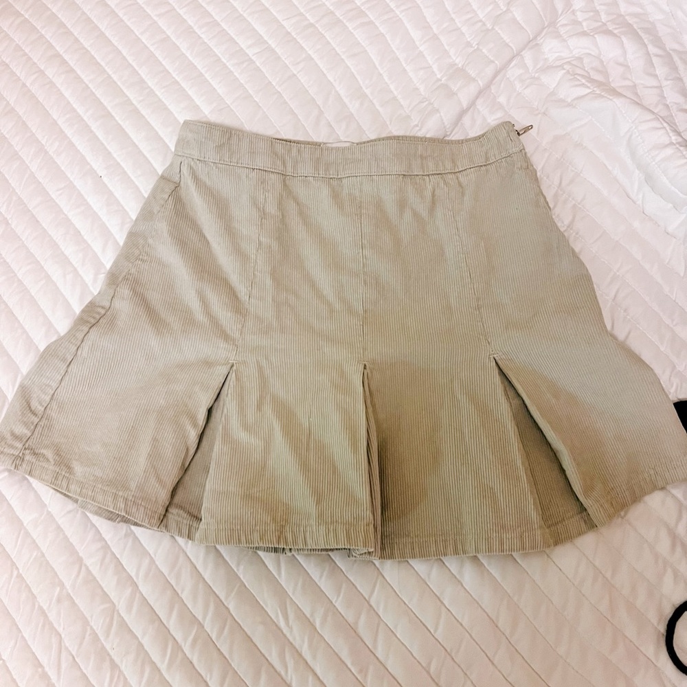 Gray Urban Outfitters corduroy pleated skirt